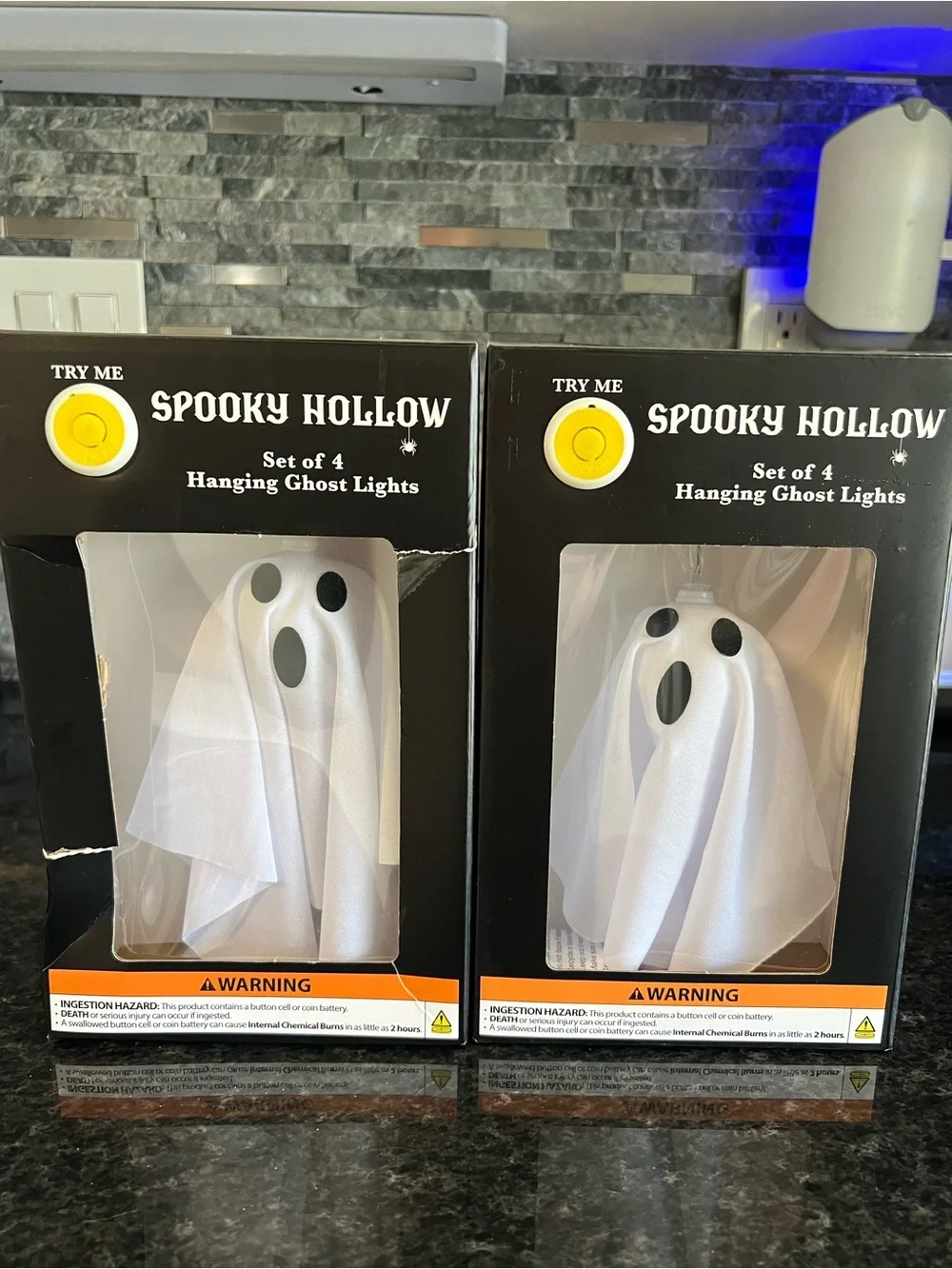 Spooky Hollow GHOST Shaped Hanging Halloween String Lights, 2 Sets-CUTE!!